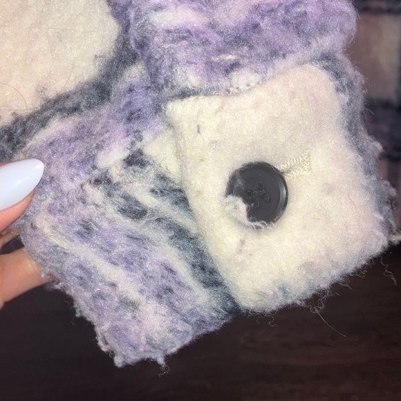 Plaid Women's Jacket in Cream and Blue | Shacket - Picture 3 of 11